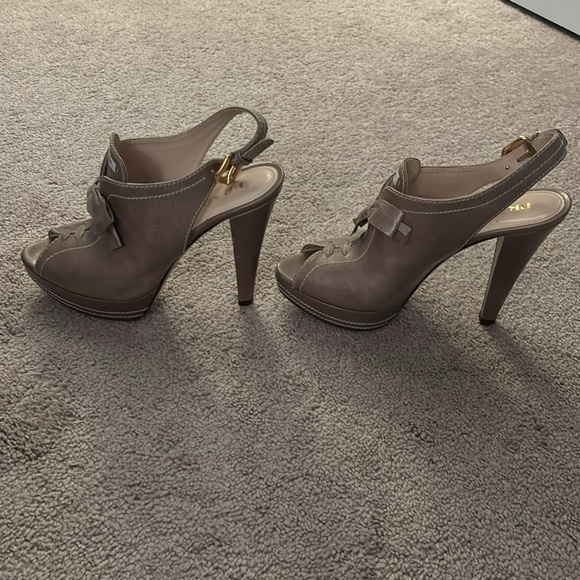 Prada booties - tan with white stitching and gold buckles - Picture 4 of 5